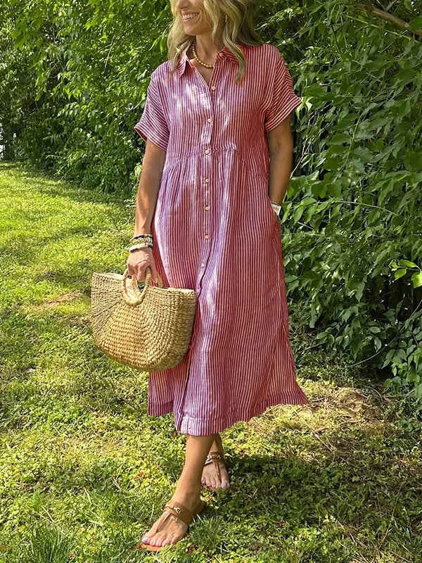 Edmonton Essence™ | Elegant Striped Shirt Dress