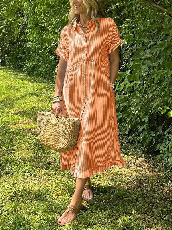 Edmonton Essence™ | Elegant Striped Shirt Dress