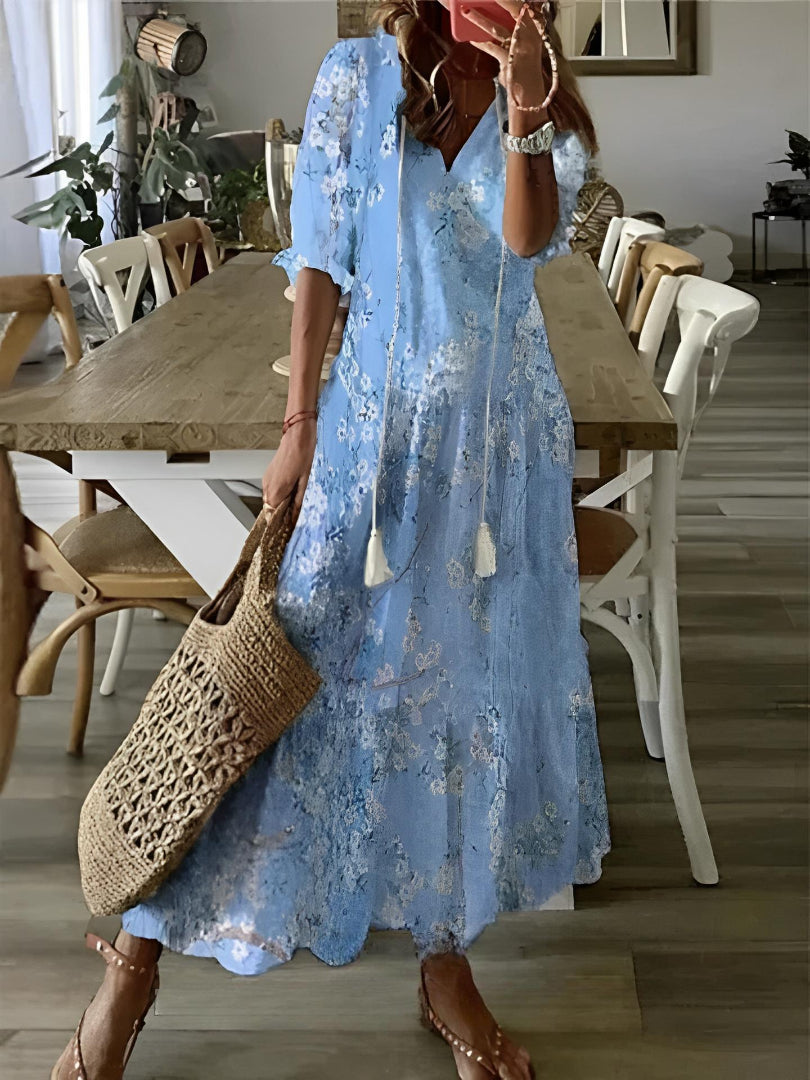 Edmonton Essence™ | Boho Vintage V-Neck Dress