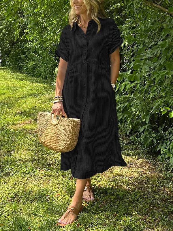 Edmonton Essence™ | Elegant Striped Shirt Dress
