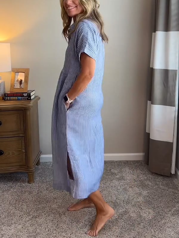 Edmonton Essence™ | Elegant Striped Shirt Dress