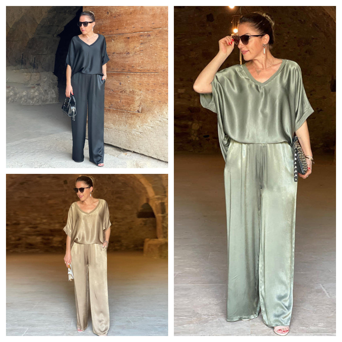 Edmonton Essence™ | Shiny V-Neck Set