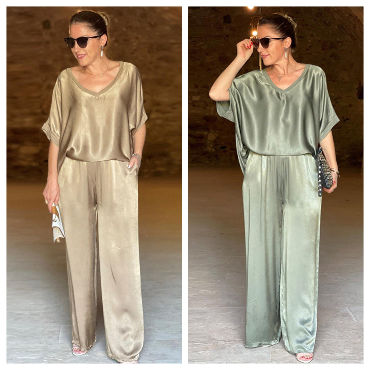 Edmonton Essence™ | Shiny V-Neck Set