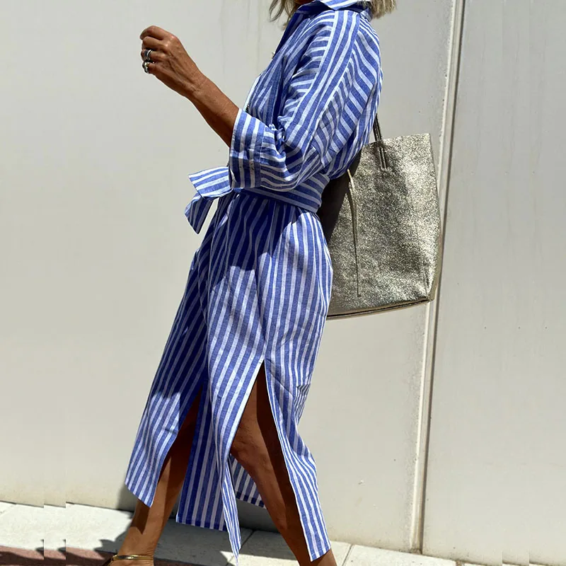 Edmonton Essence™ | Timeless Striped Shirt Dress
