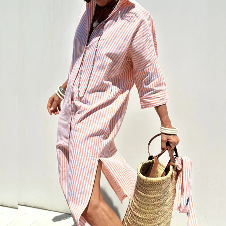 Edmonton Essence™ | Timeless Striped Shirt Dress