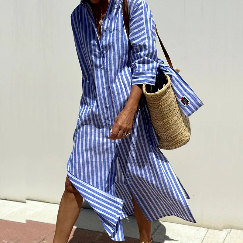 Edmonton Essence™ | Timeless Striped Shirt Dress