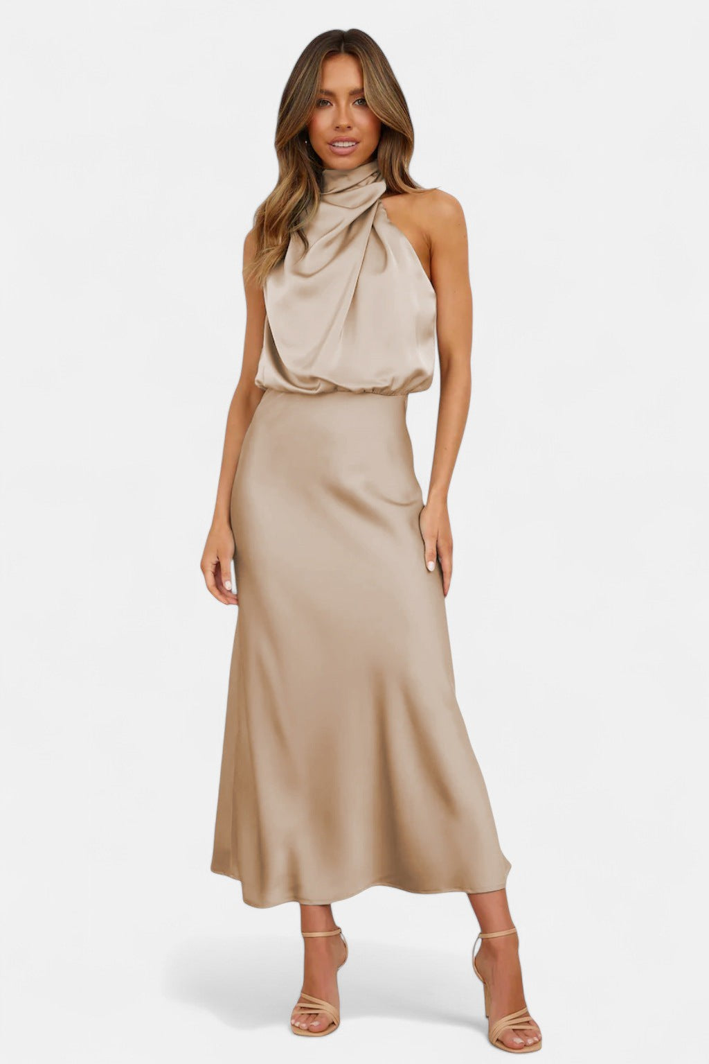 Edmonton Essence™ | Halter Neck Satin Dress