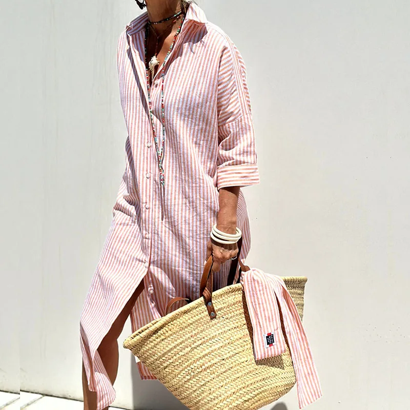Edmonton Essence™ | Timeless Striped Shirt Dress