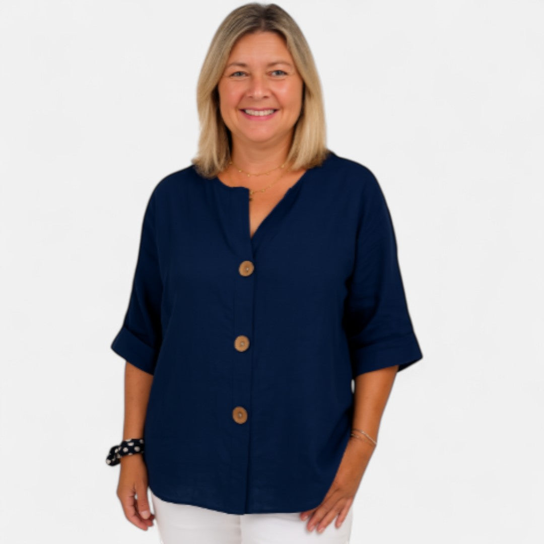 Edmonton Essence™ | Comfortable Loose-Fit Linen Blouse