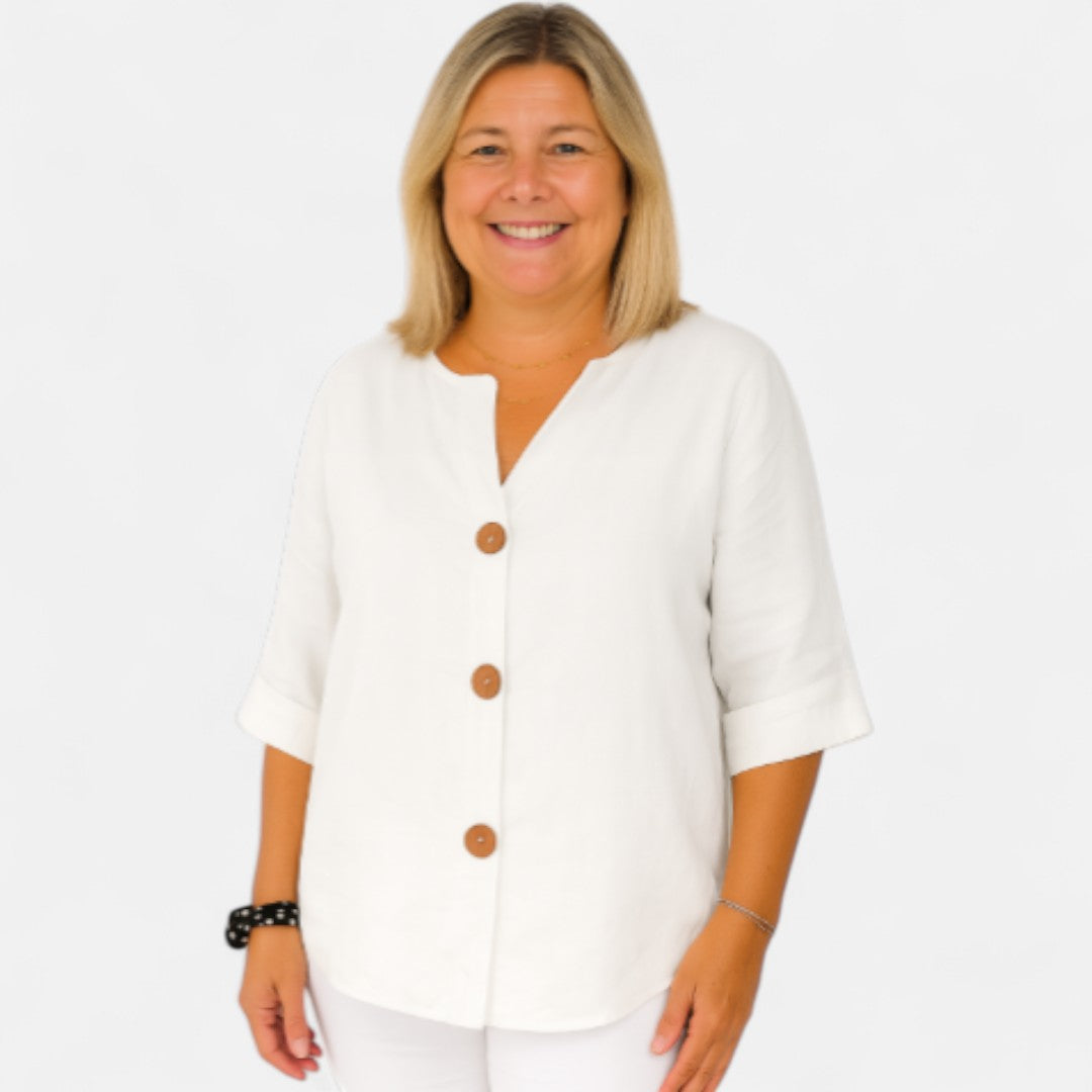 Edmonton Essence™ | Comfortable Loose-Fit Linen Blouse