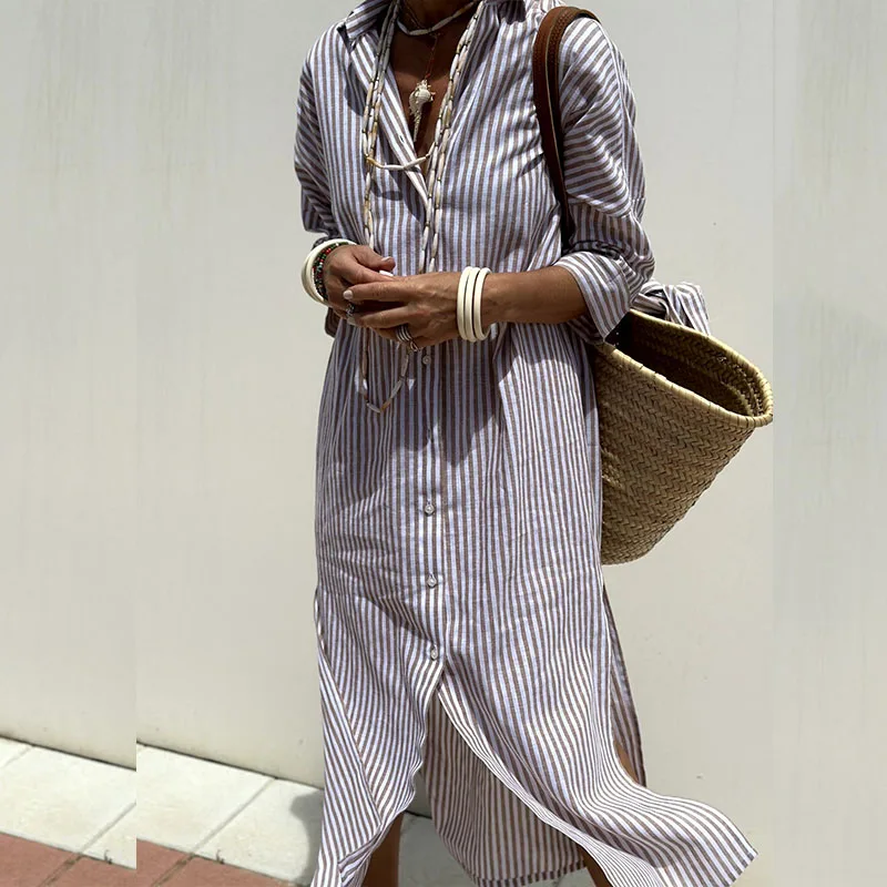 Edmonton Essence™ | Timeless Striped Shirt Dress