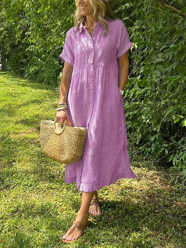 Edmonton Essence™ | Elegant Striped Shirt Dress