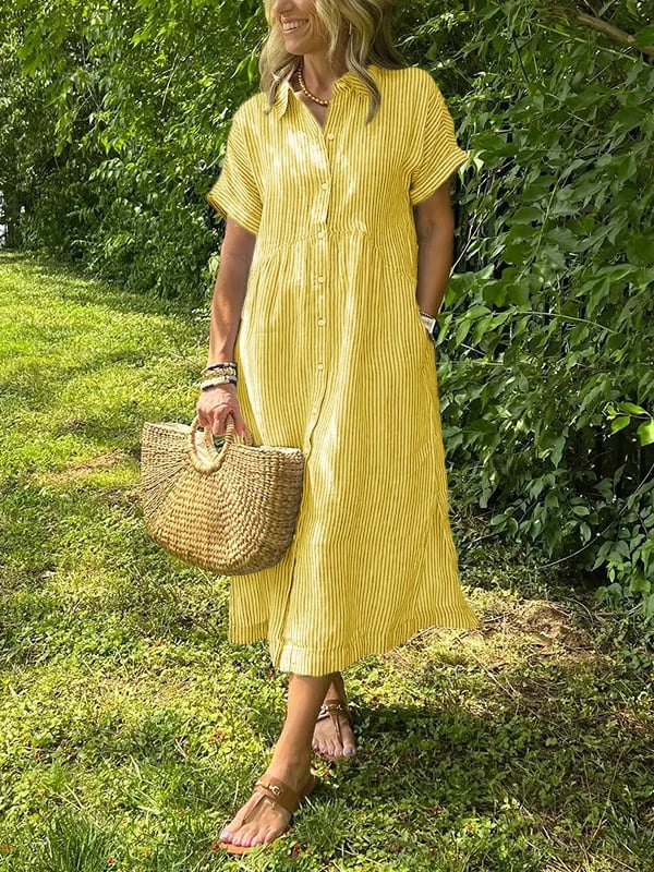Edmonton Essence™ | Elegant Striped Shirt Dress