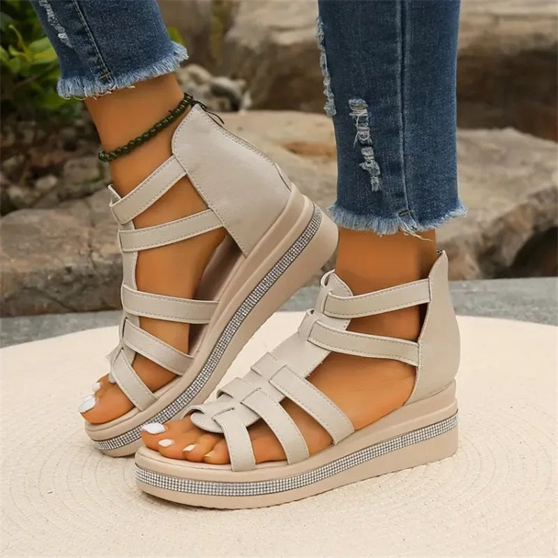 Edmonton Essence™ | Rhinestone Wedge Sandals