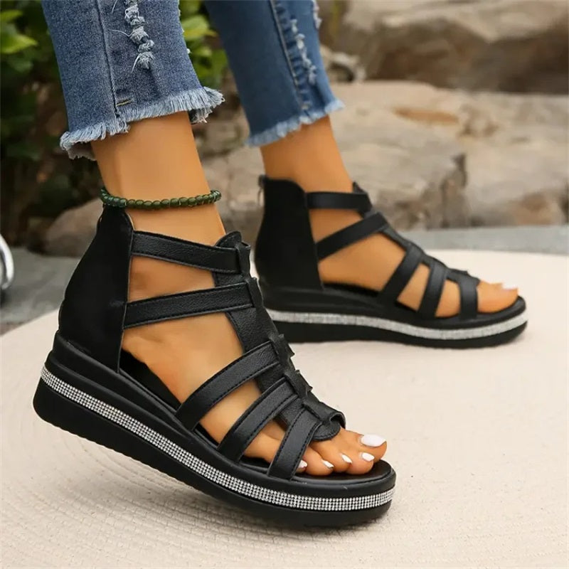 Edmonton Essence™ | Rhinestone Wedge Sandals