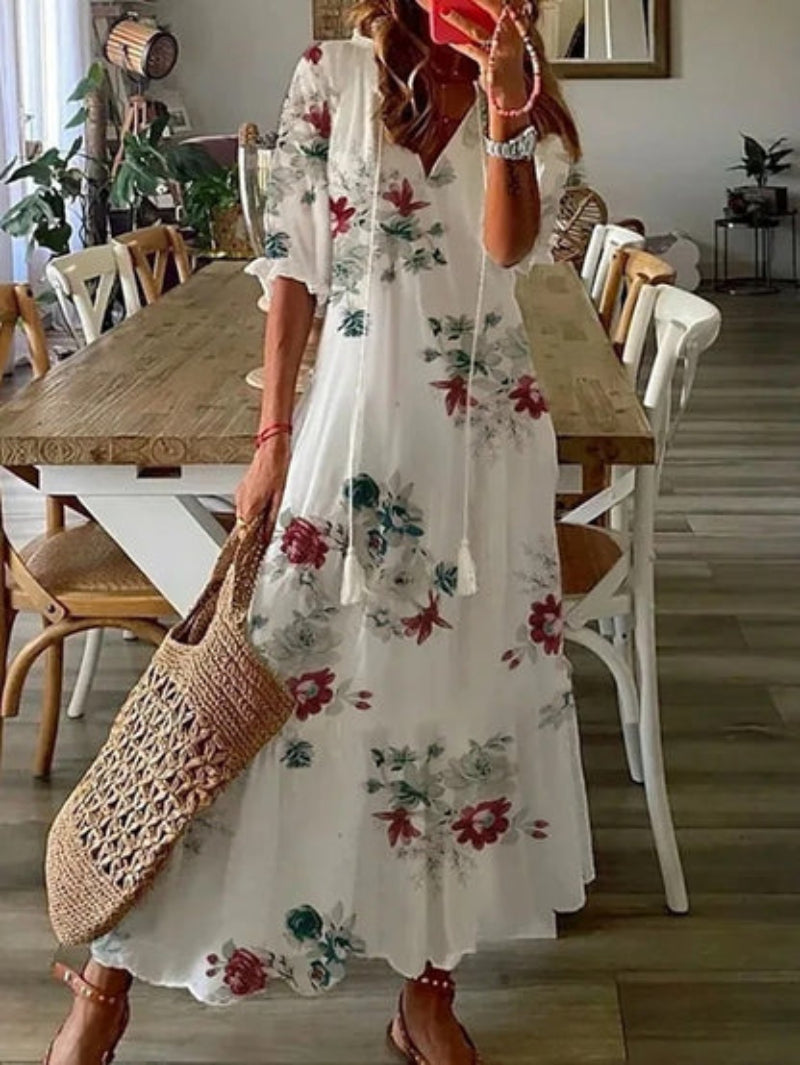 Edmonton Essence™ | Boho Vintage V-Neck Dress